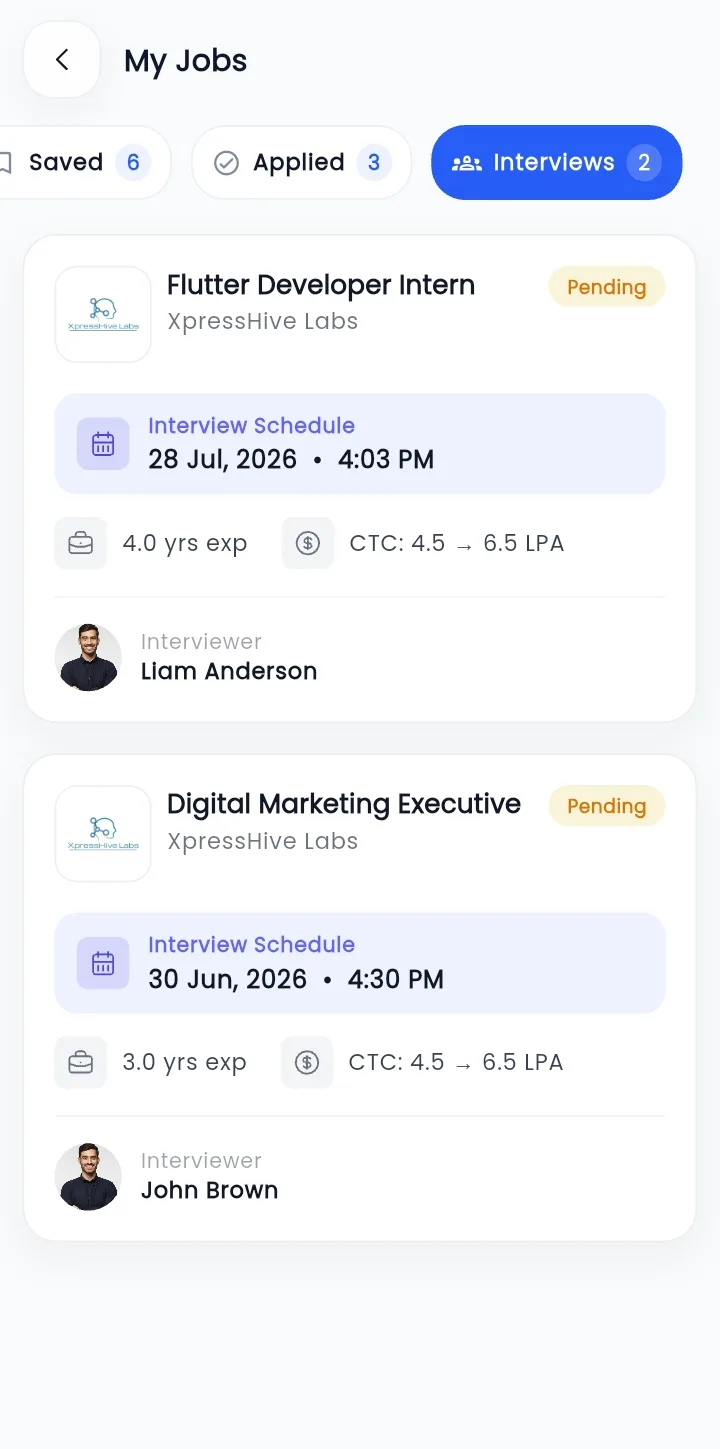WibesHR talent mobile app interface preview