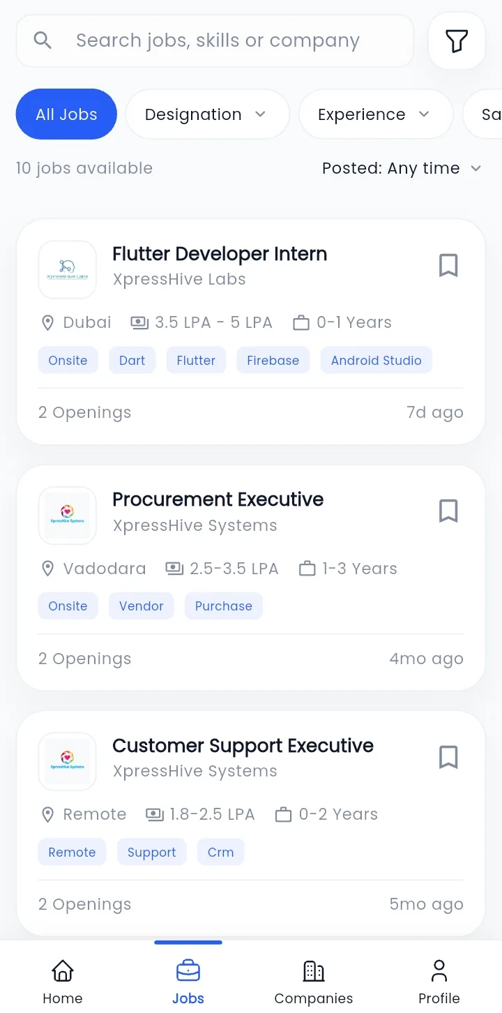 WibesHR talent mobile app interface preview
