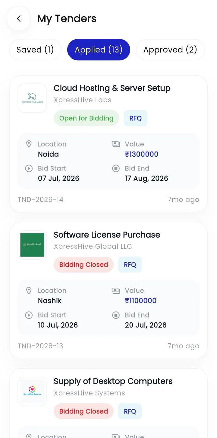 WibesHR vendor mobile app interface preview